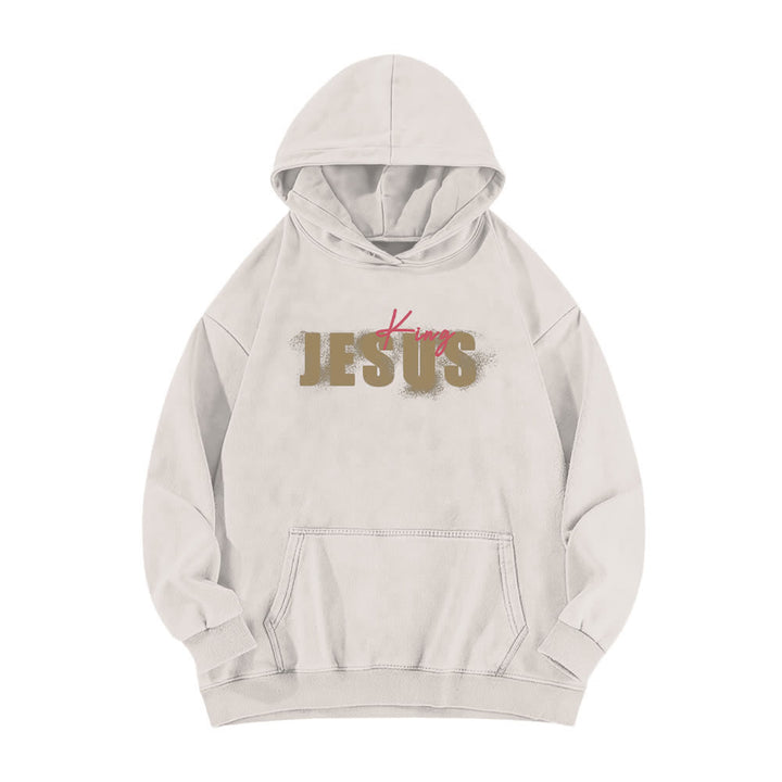 Christianartworkshop Jesus King Hoodie mit Vorder- und Rückseitendruck, gewaschen - image 2