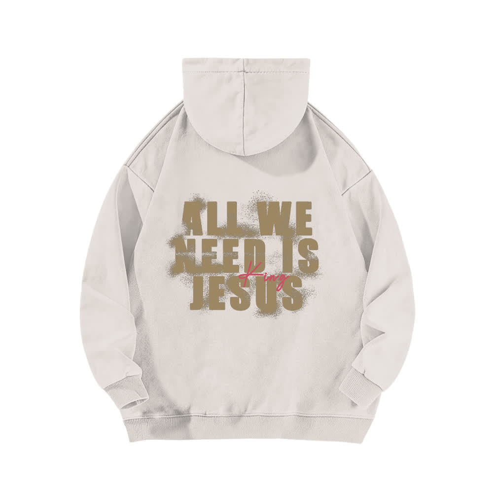 Christianartworkshop Jesus King Hoodie mit Vorder- und Rückseitendruck, gewaschen - image 1