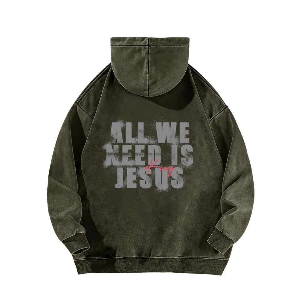 Christianartworkshop Jesus King Hoodie mit Vorder- und Rückseitendruck, gewaschen - image 10