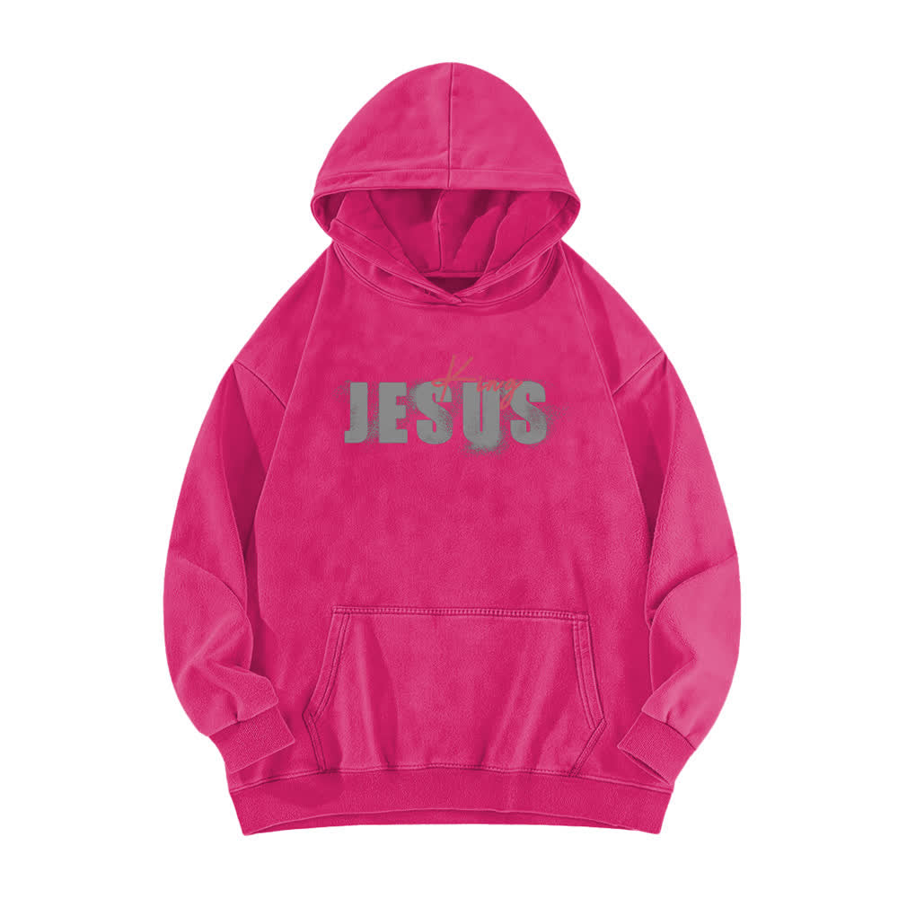 Christianartworkshop Jesus King Hoodie mit Vorder- und Rückseitendruck, gewaschen - image 17