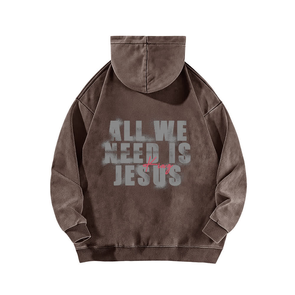 Christianartworkshop Jesus King Hoodie mit Vorder- und Rückseitendruck, gewaschen - image 13