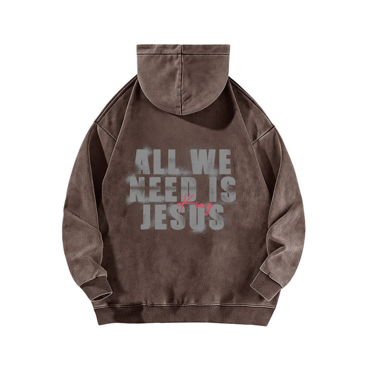 Christianartworkshop Jesus King Hoodie mit Vorder- und Rückseitendruck, gewaschen - image 13