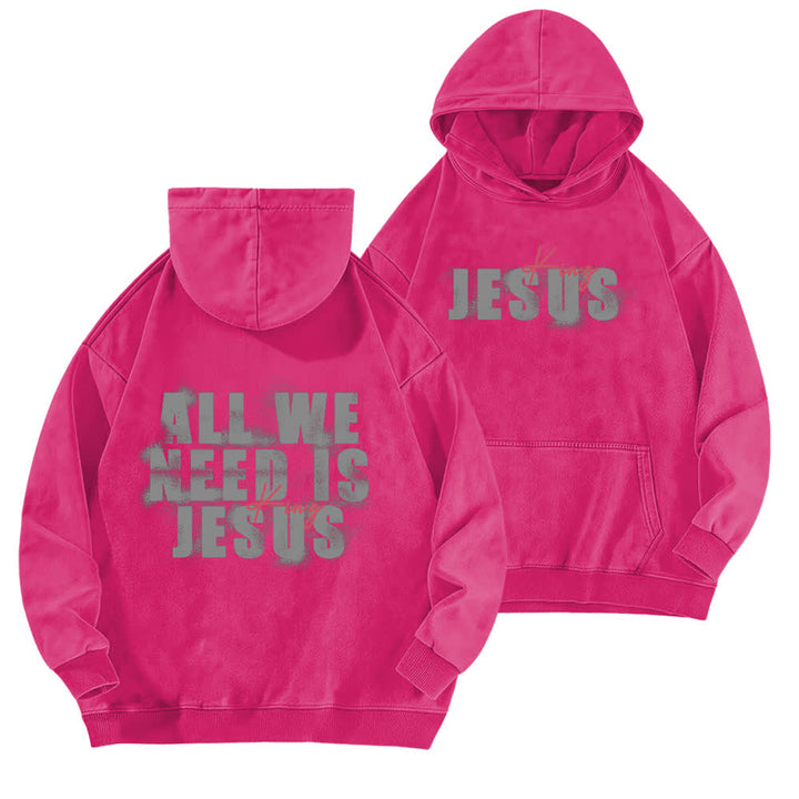 Christianartworkshop Jesus King Hoodie mit Vorder- und Rückseitendruck, gewaschen - Rose - 5XL - image 15