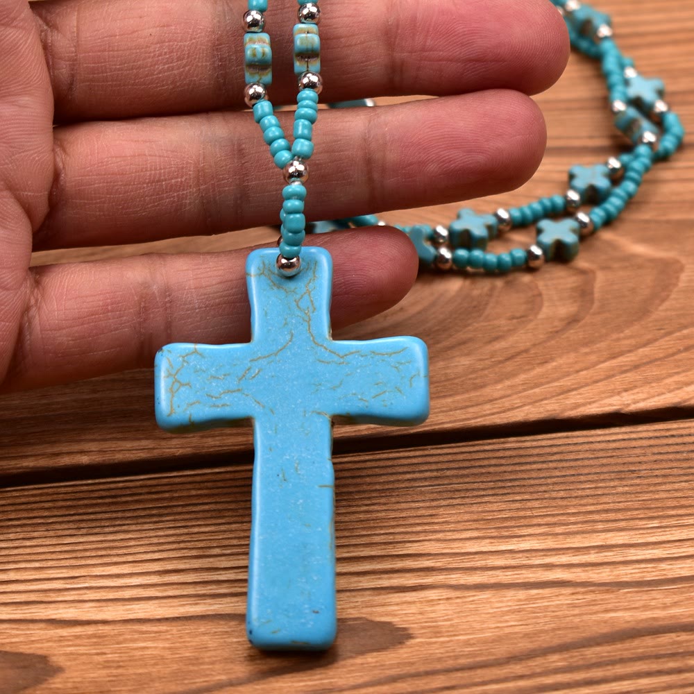 Christianartworkshop Statement-Halskette mit geädertem Kreuz: Symbol des himmlischen Segens - image 3