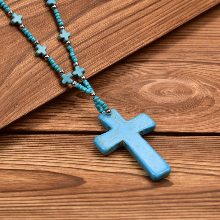 Christianartworkshop Statement-Halskette mit geädertem Kreuz: Symbol des himmlischen Segens - image 1