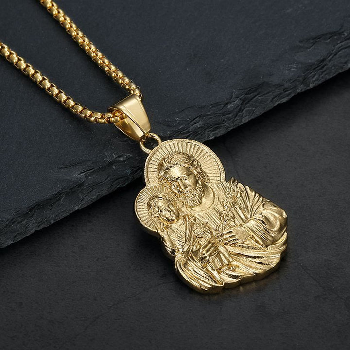 Christianartworkshop Halskette mit graviertem St.-Joseph-Medaillon-Anhänger: Zeichen unerschütterlicher göttlicher Fürsorge - Golden - image 0