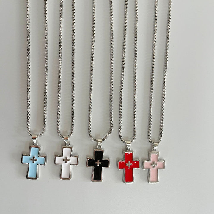 Christianartworkshop Doppelkreuz-Halskette mit polierter Lünettenfassung: Symbol zeitloser himmlischer Gnade - image 2