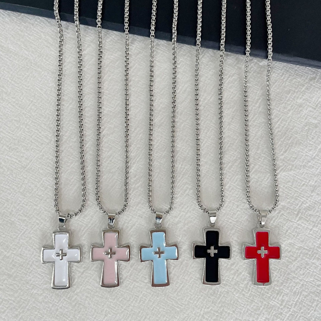 Christianartworkshop Doppelkreuz-Halskette mit polierter Lünettenfassung: Symbol zeitloser himmlischer Gnade - image 0