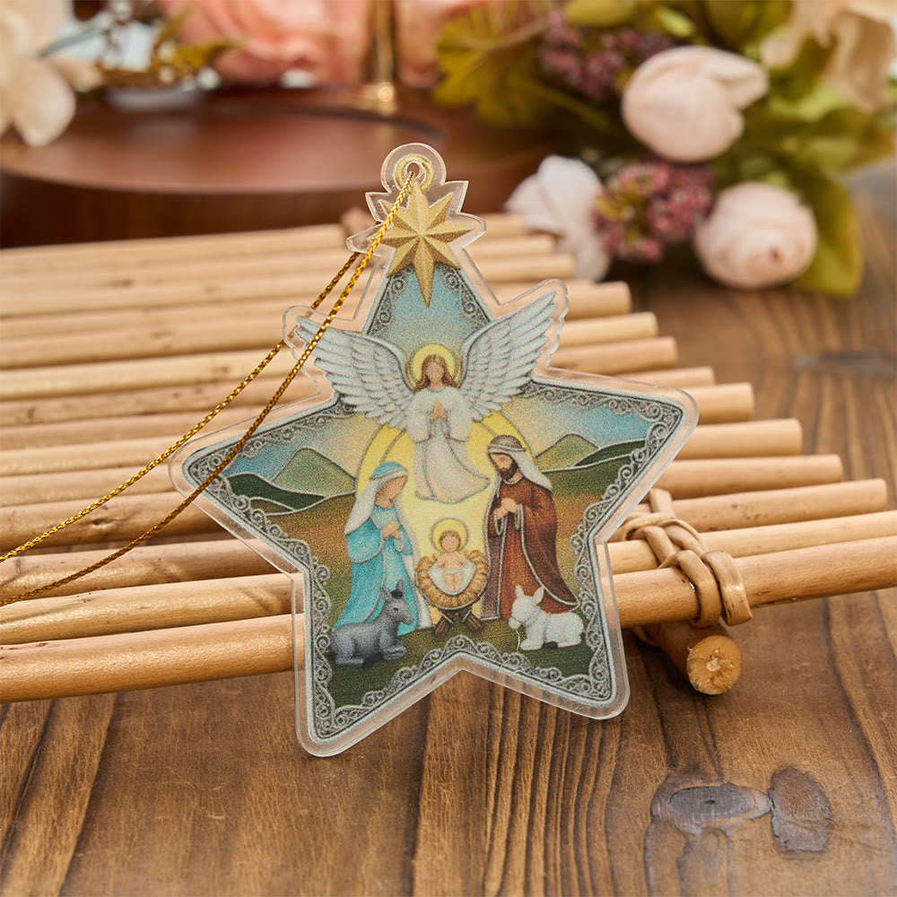 Christianartworkshop Stern-Ornament „Unsere Liebe Frau und die Heilige Familie“ aus Acryl: Symbol der himmlischen Barmherzigkeit - image 1