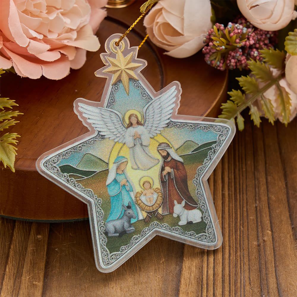 Christianartworkshop Stern-Ornament „Unsere Liebe Frau und die Heilige Familie“ aus Acryl: Symbol der himmlischen Barmherzigkeit - image 4