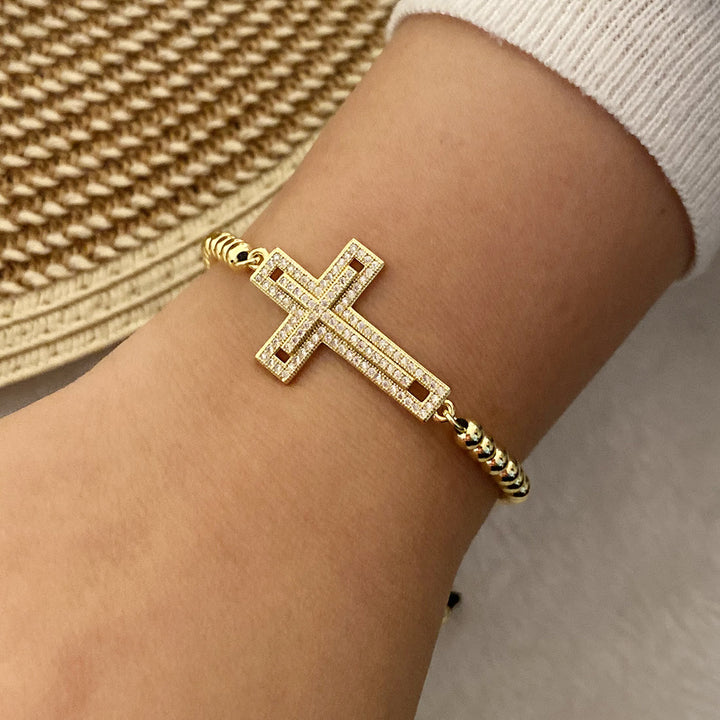 Christianartworkshop Armband mit Kreuzanhänger und Zugkordel in verschiedenen Stilen: Symbol beständiger spiritueller Gnade - D - image 4