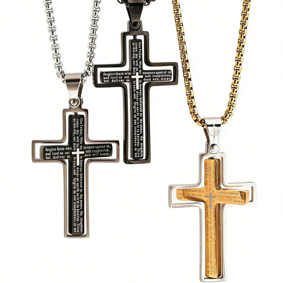 Christianartworkshop Drehbare Halskette mit mehrlagigem Kreuz und dem Motiv des Vaterunsers: Symbol himmlischen Schutzes - image 2