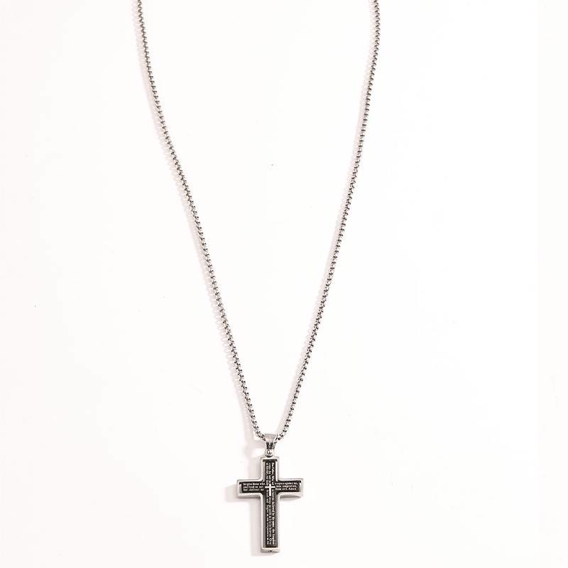 Christianartworkshop Drehbare Halskette mit mehrlagigem Kreuz und dem Motiv des Vaterunsers: Symbol himmlischen Schutzes - Schwarz & Silber - image 5