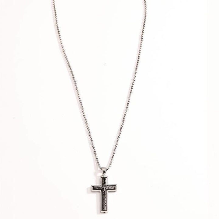 Christianartworkshop Drehbare Halskette mit mehrlagigem Kreuz und dem Motiv des Vaterunsers: Symbol himmlischen Schutzes - Schwarz & Silber - image 5