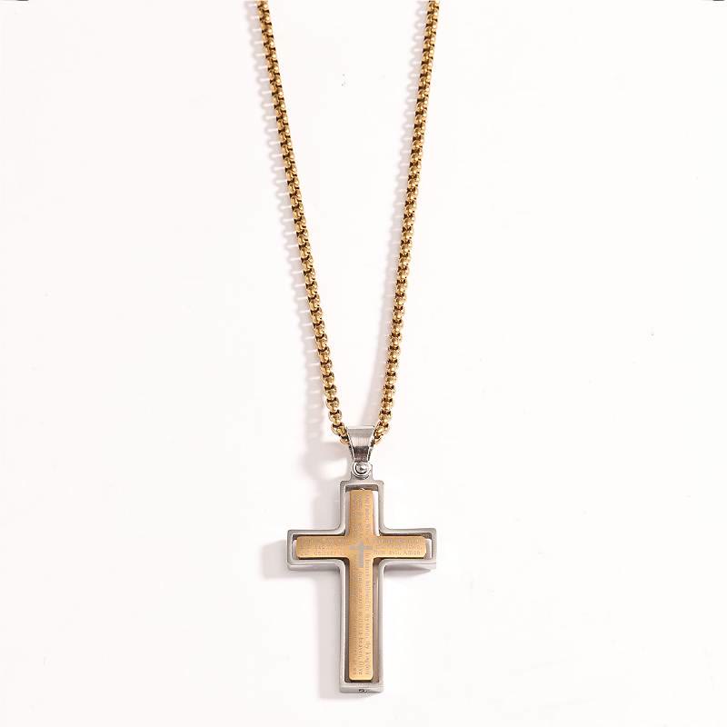 Christianartworkshop Drehbare Halskette mit mehrlagigem Kreuz und dem Motiv des Vaterunsers: Symbol himmlischen Schutzes - Gold & Silber - image 4
