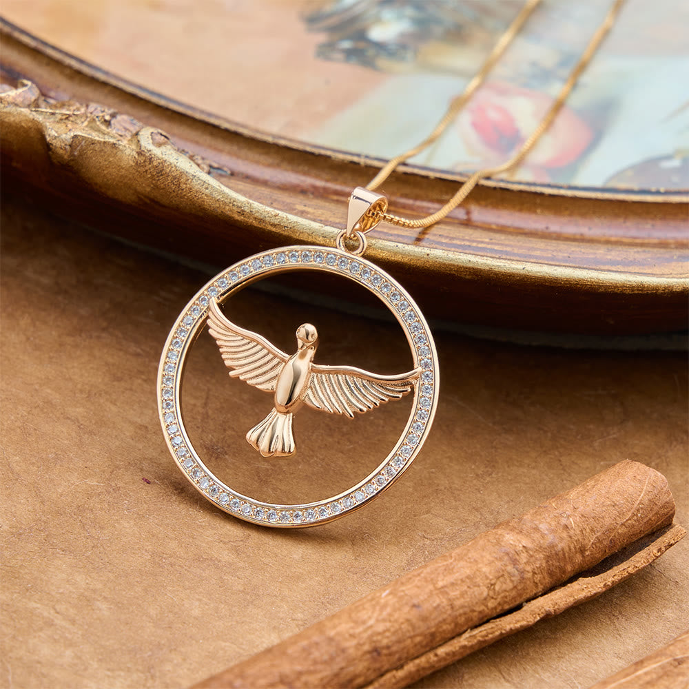 Christianartworkshop Funkelnde, mit Pavé-Fassung besetzte Halskette mit Taubenmotiv des Heiligen Geistes: Symbol spiritueller Wärme - image 2