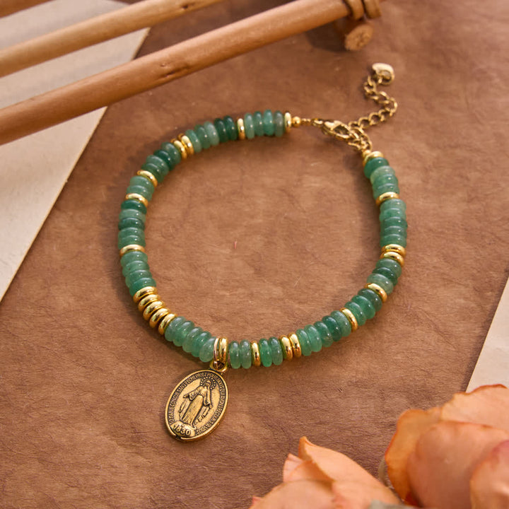 Christianartworkshop Armband mit Marienscheibe aus Naturstein: Symbol sanfter himmlischer Fürsprache - Grüner Aventurin - image 3