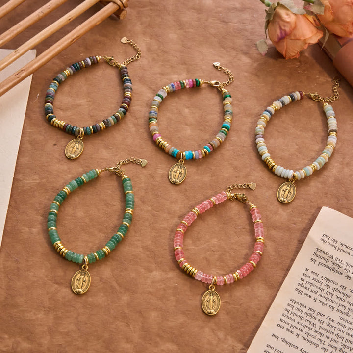 Christianartworkshop Armband mit Marienscheibe aus Naturstein: Symbol sanfter himmlischer Fürsprache - image 0
