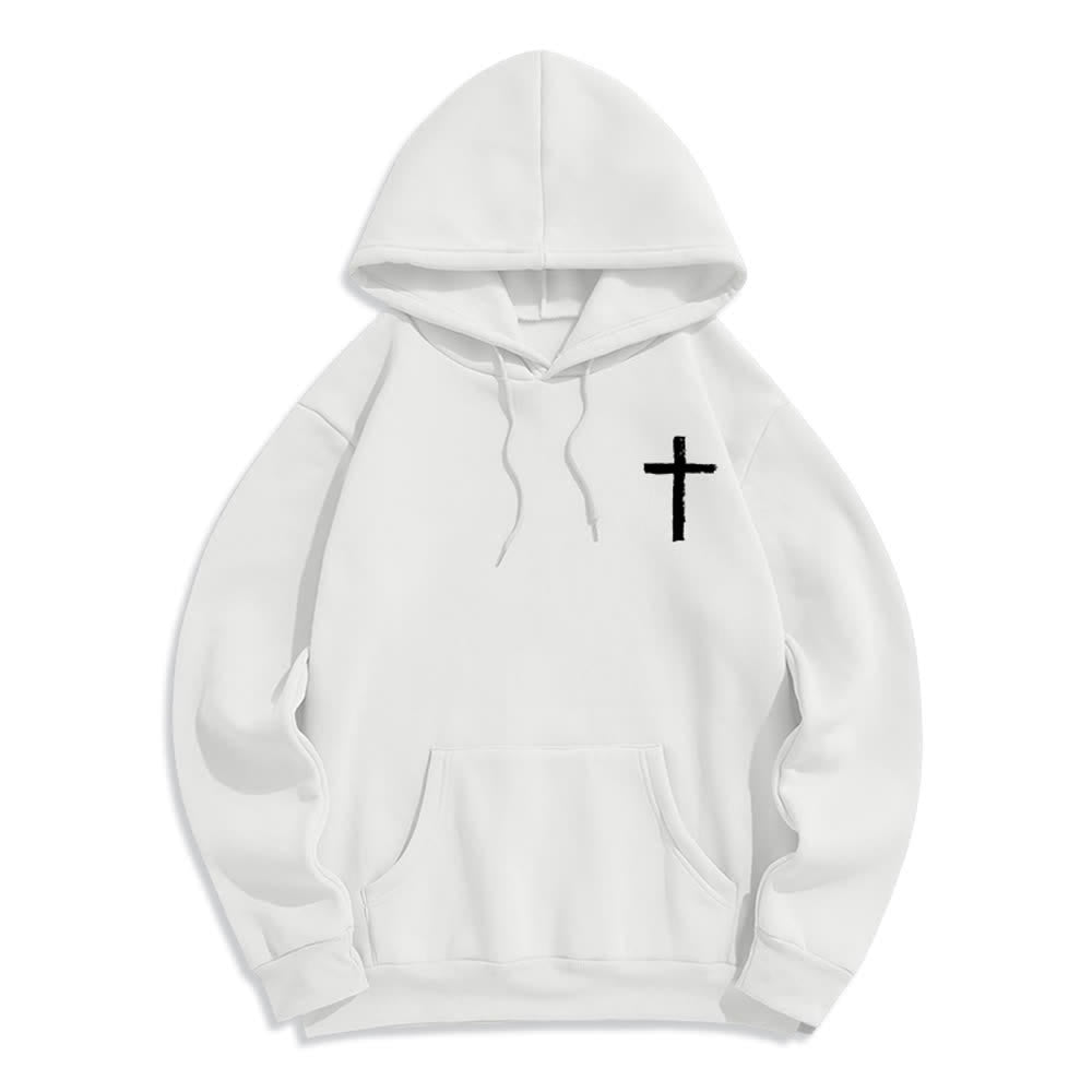 Christianartworkshop Lobet den Herrn! Fleecegefütterter Pullover-Hoodie mit Pinselkreuz - image 5