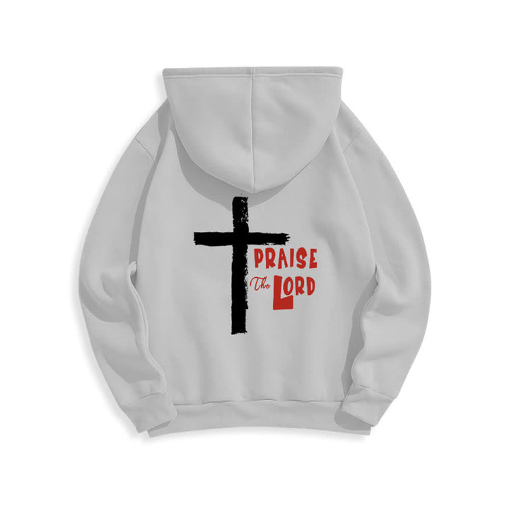 Christianartworkshop Lobet den Herrn! Fleecegefütterter Pullover-Hoodie mit Pinselkreuz - image 10