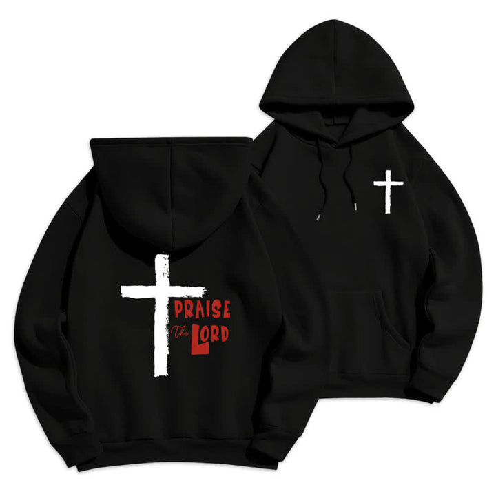Christianartworkshop Lobet den Herrn! Fleecegefütterter Pullover-Hoodie mit Pinselkreuz - Schwarz - 2XL - image 6