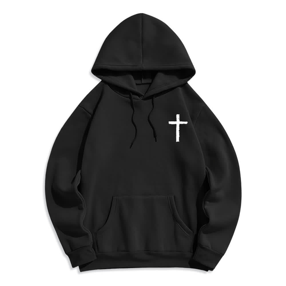Christianartworkshop Lobet den Herrn! Fleecegefütterter Pullover-Hoodie mit Pinselkreuz - image 8