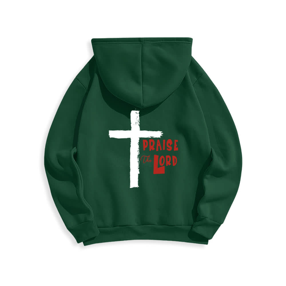 Christianartworkshop Lobet den Herrn! Fleecegefütterter Pullover-Hoodie mit Pinselkreuz - image 16
