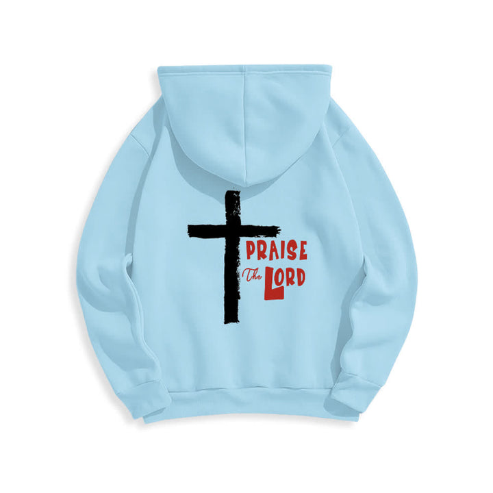 Christianartworkshop Lobet den Herrn! Fleecegefütterter Pullover-Hoodie mit Pinselkreuz - image 22
