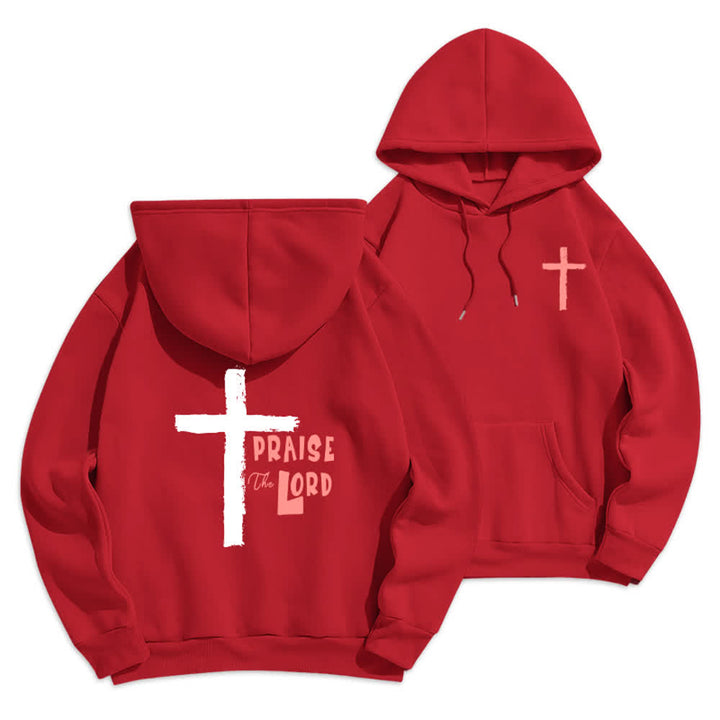 Christianartworkshop Lobet den Herrn! Fleecegefütterter Pullover-Hoodie mit Pinselkreuz - Rot - 2XL - image 18