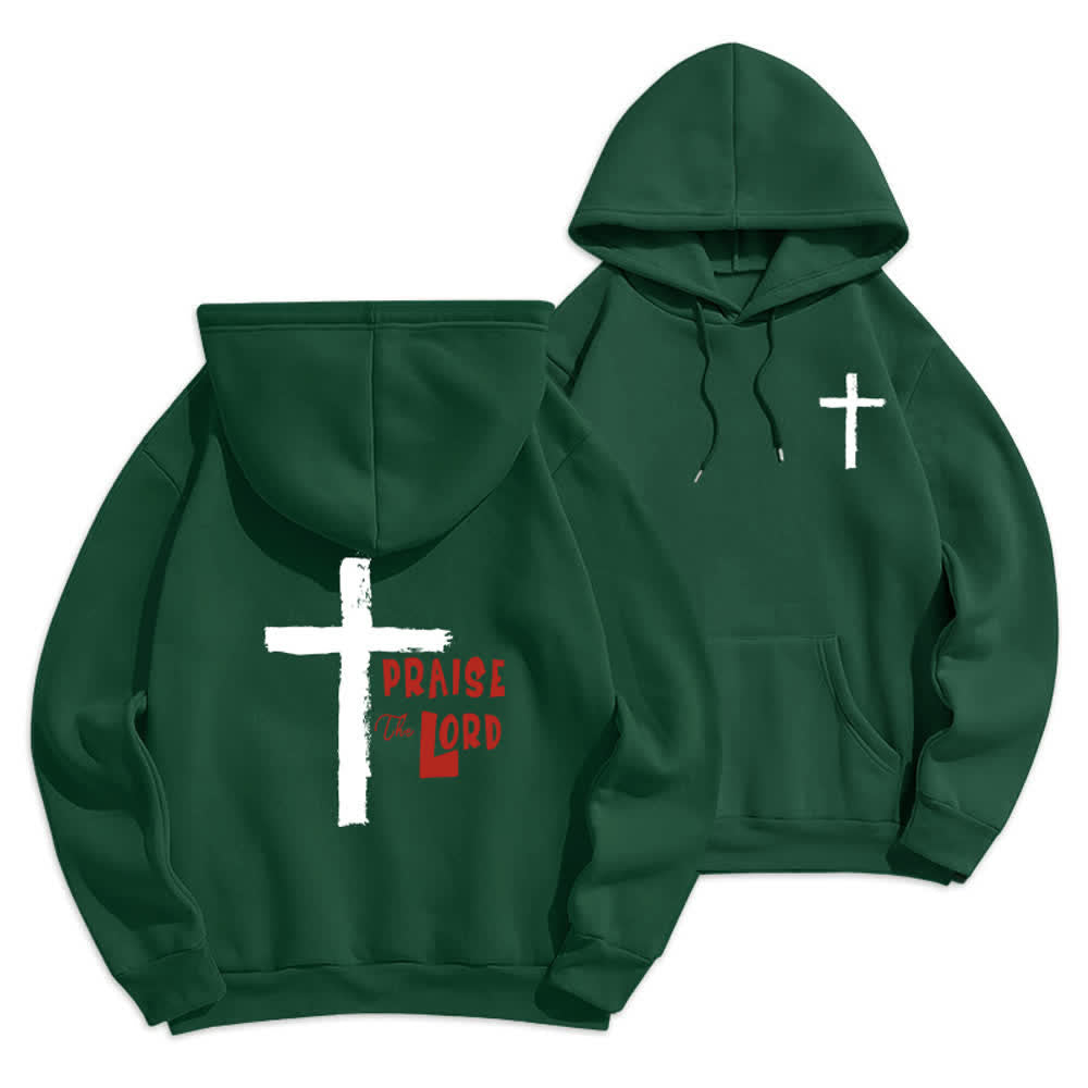 Christianartworkshop Lobet den Herrn! Fleecegefütterter Pullover-Hoodie mit Pinselkreuz - Grün - 2XL - image 15