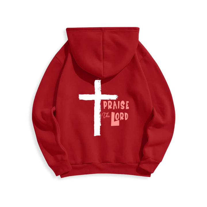 Christianartworkshop Lobet den Herrn! Fleecegefütterter Pullover-Hoodie mit Pinselkreuz - image 19