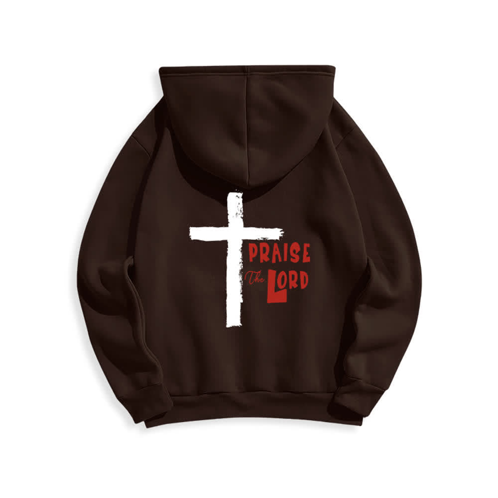 Christianartworkshop Lobet den Herrn! Fleecegefütterter Pullover-Hoodie mit Pinselkreuz - image 13