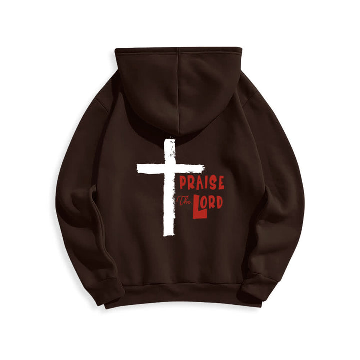 Christianartworkshop Lobet den Herrn! Fleecegefütterter Pullover-Hoodie mit Pinselkreuz - image 13