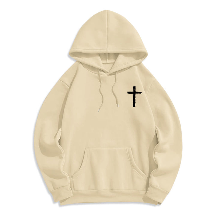 Christianartworkshop Lobet den Herrn! Fleecegefütterter Pullover-Hoodie mit Pinselkreuz - image 2