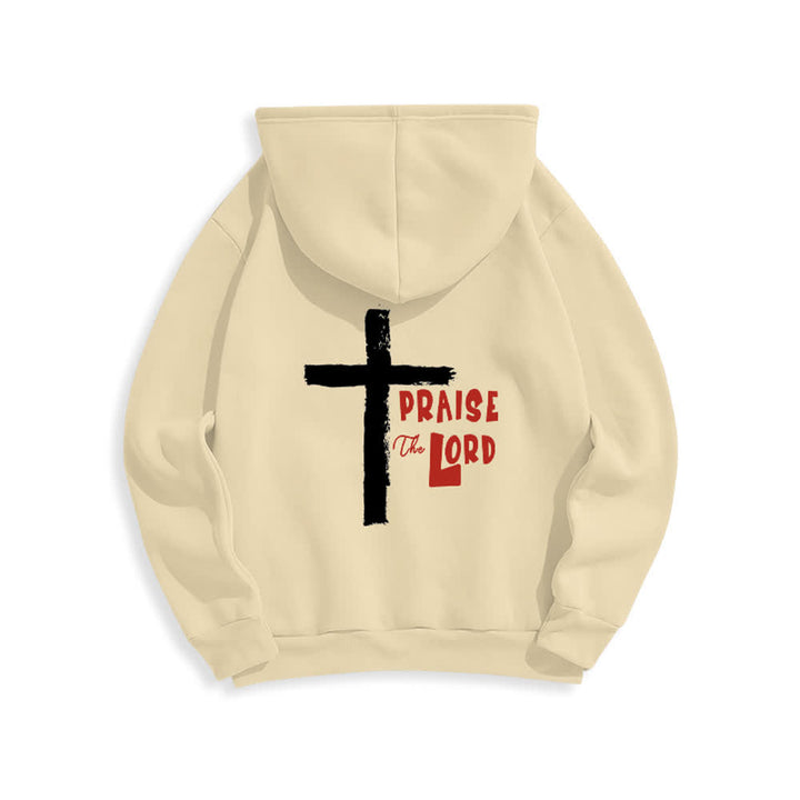 Christianartworkshop Lobet den Herrn! Fleecegefütterter Pullover-Hoodie mit Pinselkreuz - image 1