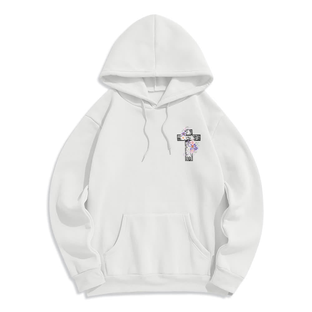 Christianartworkshop Der Weg, die Wahrheit, das Leben – Hoodie mit Blumenkreuz - image 5