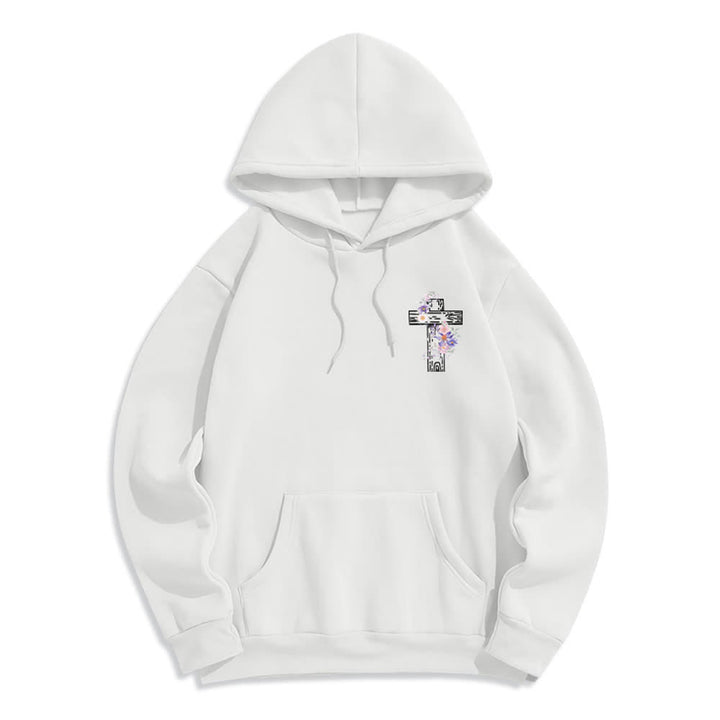 Christianartworkshop Der Weg, die Wahrheit, das Leben – Hoodie mit Blumenkreuz - image 5