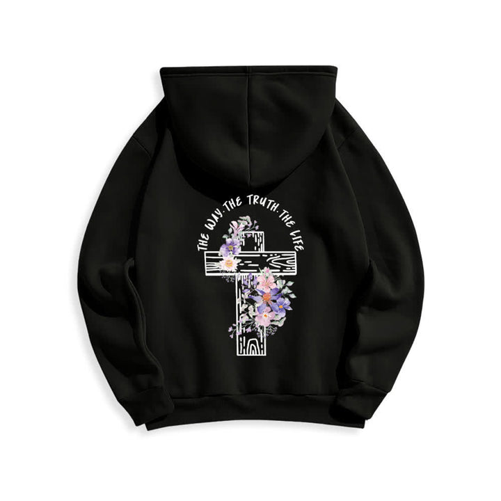 Christianartworkshop Der Weg, die Wahrheit, das Leben – Hoodie mit Blumenkreuz - image 7