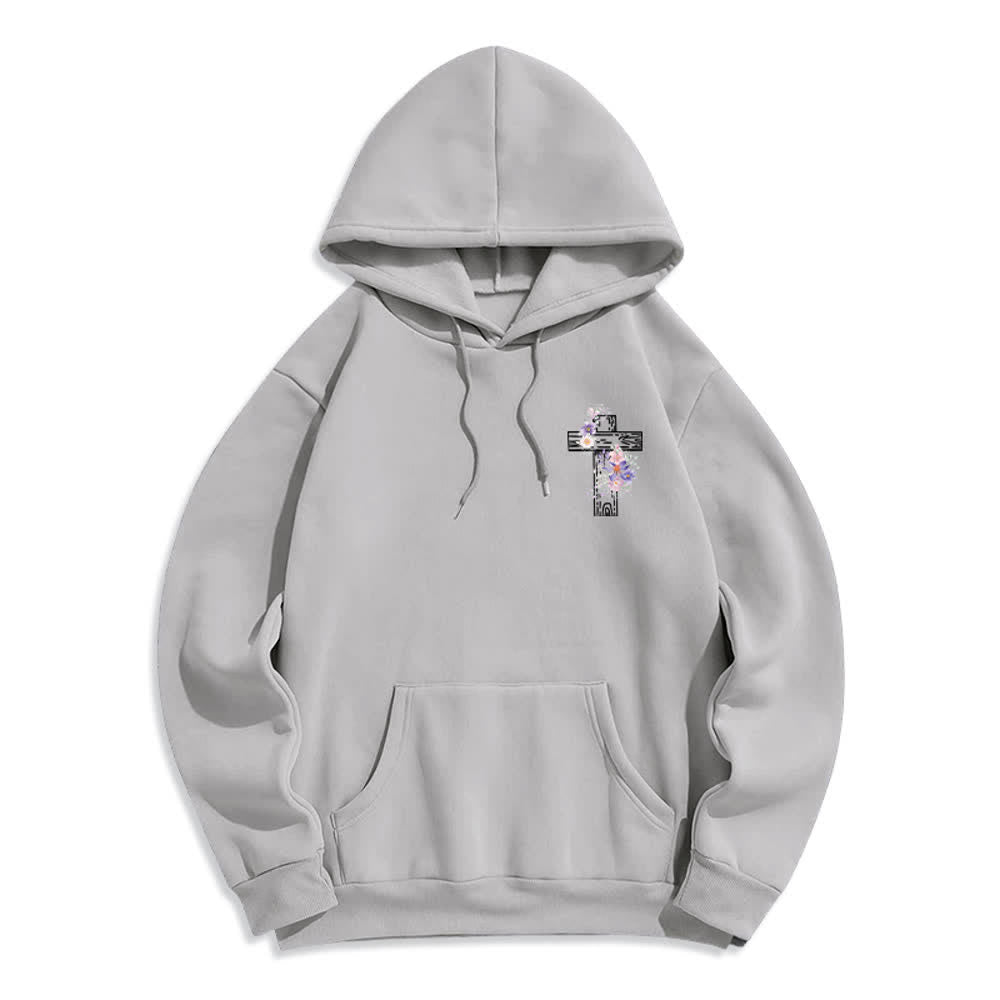 Christianartworkshop Der Weg, die Wahrheit, das Leben – Hoodie mit Blumenkreuz - image 2