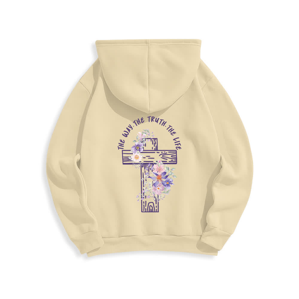 Christianartworkshop Der Weg, die Wahrheit, das Leben – Hoodie mit Blumenkreuz - image 13