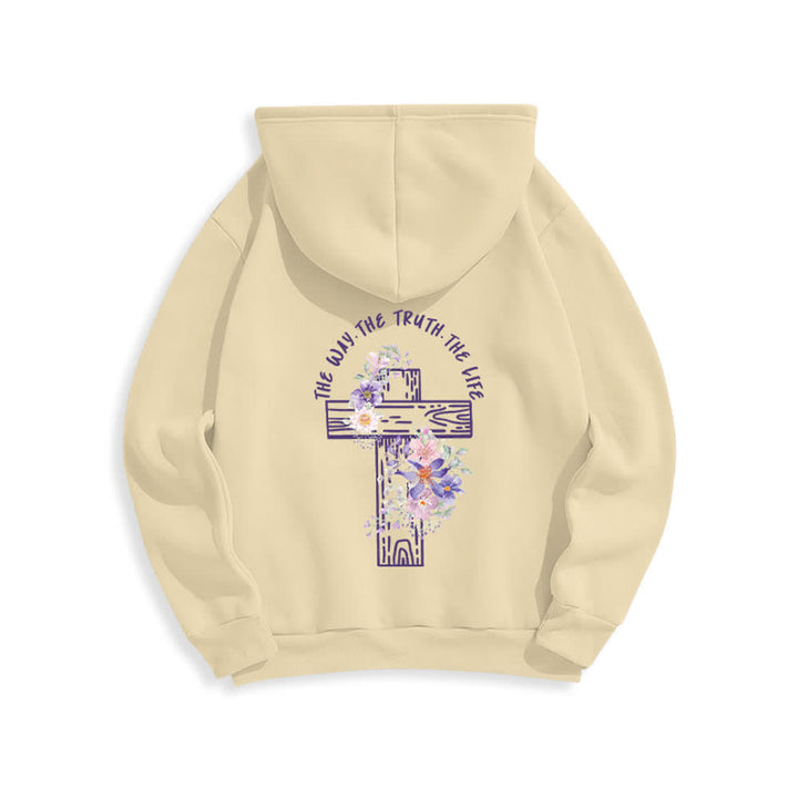 Christianartworkshop Der Weg, die Wahrheit, das Leben – Hoodie mit Blumenkreuz - image 13