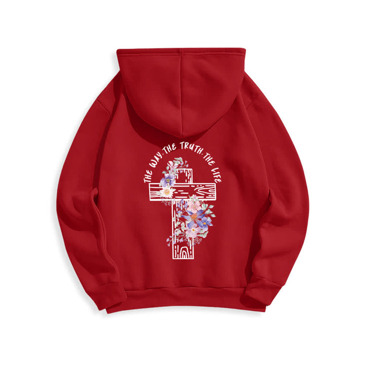 Christianartworkshop Der Weg, die Wahrheit, das Leben – Hoodie mit Blumenkreuz - image 19