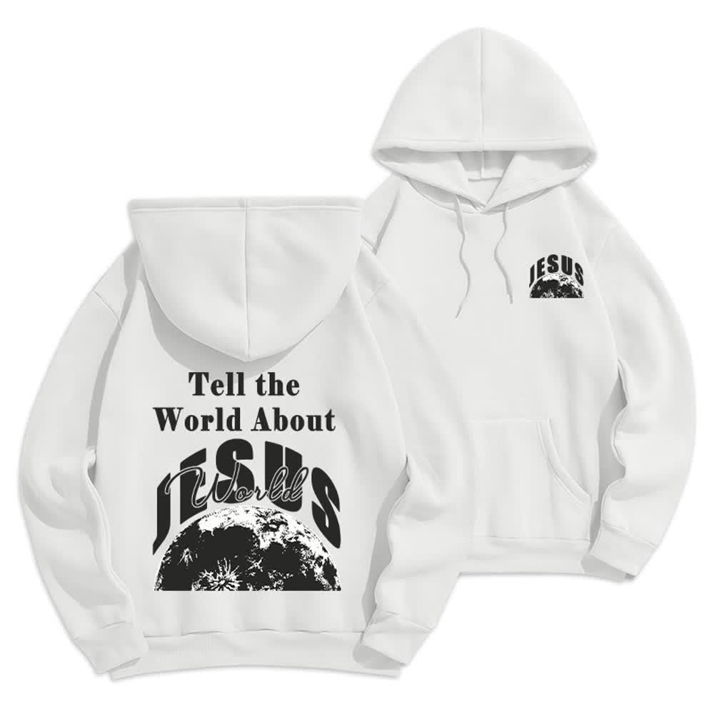 Christianartworkshop Erzähl der Welt von Jesus – Fleecegefütterter Pullover-Hoodie - Weiß - 2XL - image 3