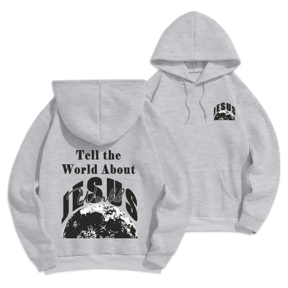 Christianartworkshop Erzähl der Welt von Jesus – Fleecegefütterter Pullover-Hoodie - Grau - 2XL - image 9