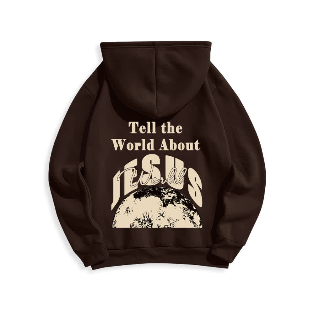 Christianartworkshop Erzähl der Welt von Jesus – Fleecegefütterter Pullover-Hoodie - Braun - 2XL - image 1