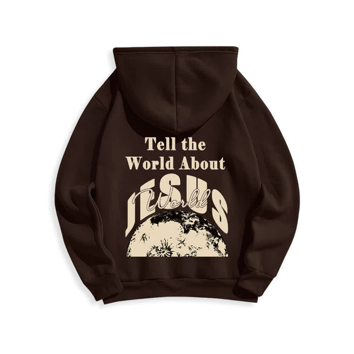 Christianartworkshop Erzähl der Welt von Jesus – Fleecegefütterter Pullover-Hoodie - Braun - 2XL - image 1