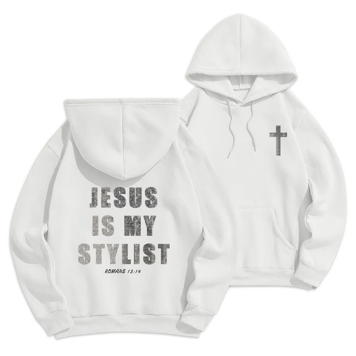 Christianartworkshop Jesus ist mein Stylist – Römer 13,14 – Oversized-Pullover-Hoodie - Weiß - 2XL - image 3