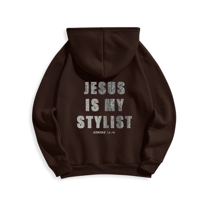 Christianartworkshop Jesus ist mein Stylist – Römer 13,14 – Oversized-Pullover-Hoodie - Braun - 2XL - image 16