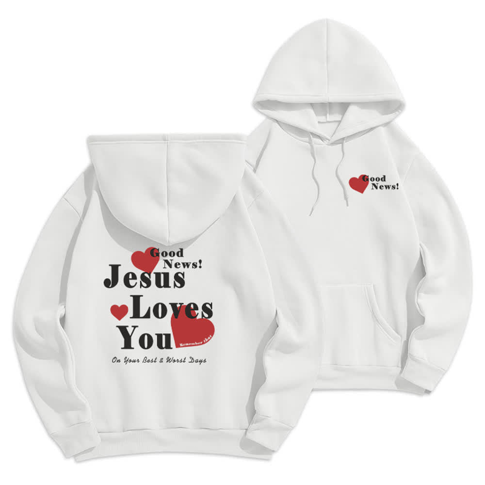 Christianartworkshop Jesus liebt dich – Gute Nachricht – Fleece-Pullover-Hoodie - Weiß - 2XL - image 6