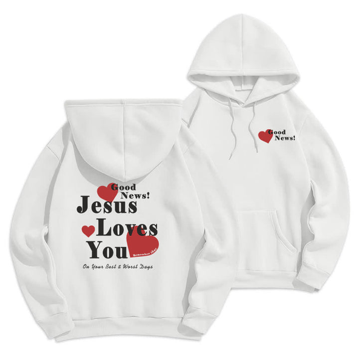 Christianartworkshop Jesus liebt dich – Gute Nachricht – Fleece-Pullover-Hoodie - Weiß - 2XL - image 6